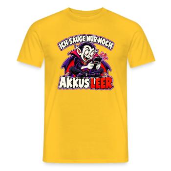 Halloween-Vampir – Ich sauge nur noch, Akkus leer - Männer T-Shirt - Gelb - Vorne - AI Model Male 178 dark (178cm)