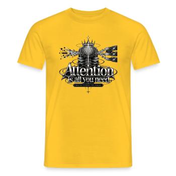 Attention – Quietly in Control - Männer T-Shirt - Gelb - Vorne - AI Model Male 178 dark (178cm)