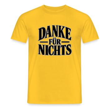 Danke für nichts – Sarkastischer Spruch - Männer T-Shirt - Gelb - Vorne - AI Model Male 178 dark (178cm)