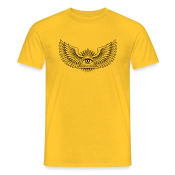 The Eye of Providence. Black - Men's T-Shirt - yellow - Front - AI Model Male 178 dark (178cm)
