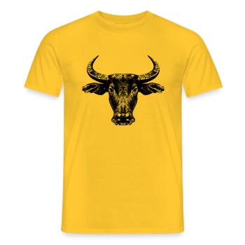 Water buffalo / Bubalus arnee - Men's T-Shirt - yellow - Front - AI Model Male 178 dark (178cm)