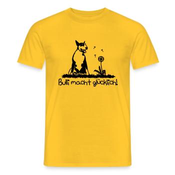 367b Bull Terrier make you happy - Men's T-Shirt - yellow - Front - AI Model Male 178 dark (178cm)