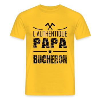 L'authentique papa bûcheron t-shirt papa cadeau - T-shirt homme - jaune - Devant - AI Model Male 178 dark (178cm)