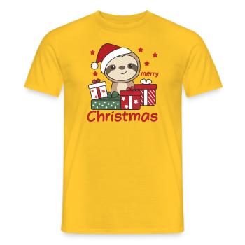 Faultier Weihnachten Geschenk Winter Faultiere - Männer T-Shirt - Gelb - Vorne - AI Model Male 178 dark (178cm)