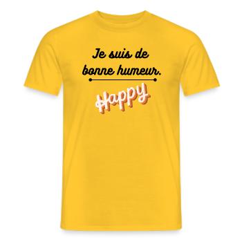 Je suis de bonne humeur - T-shirt homme - jaune - Devant - AI Model Male 178 dark (178cm)