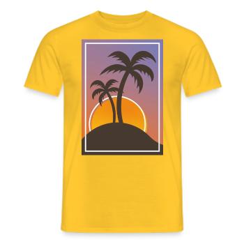 Palmen im Sonnenuntergang am Meer Urlaub Reise - Männer T-Shirt - Gelb - Vorne - AI Model Male 178 dark (178cm)