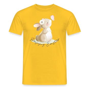 Mignon lapin de Pâques souhaite Joyeuses Pâques - T-shirt homme - jaune - Devant - AI Model Male 178 dark (178cm)