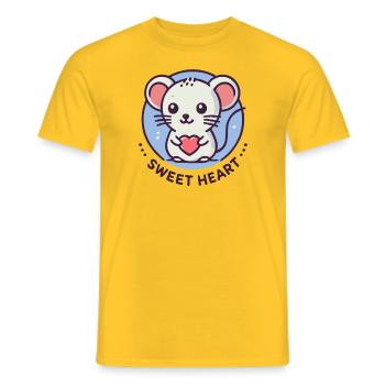 Douce souris d’amour avec coeur - T-shirt homme - jaune - Devant - AI Model Male 178 dark (178cm)