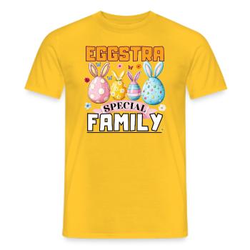 Eggstra Special Family Happy Easter - Men's T-Shirt - yellow - Front - AI Model Male 178 dark (178cm)