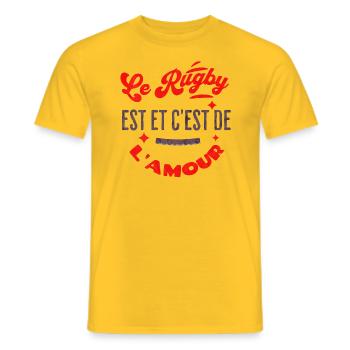 le rugby c'est, et reste de l'amour.. - T-shirt homme - jaune - Devant - AI Model Male 178 dark (178cm)