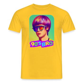 90s Bro 90s Party - Men's T-Shirt - yellow - Front - AI Model Male 178 dark (178cm)