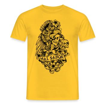 Catrina Tattoo Design Black - Männer T-Shirt - Gelb - Vorne - AI Model Male 178 dark (178cm)