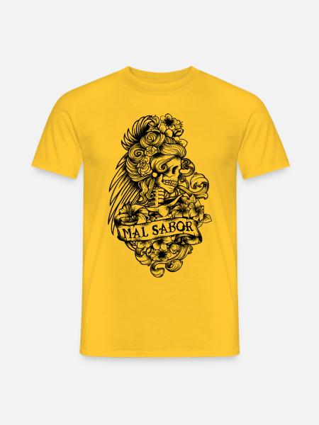 Catrina Tattoo Design Black - Männer T-Shirt - Gelb