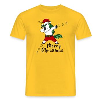 Merry Christmas Unicorn Christmas Gift - Men's T-Shirt - yellow - Front - AI Model Male 178 dark (178cm)