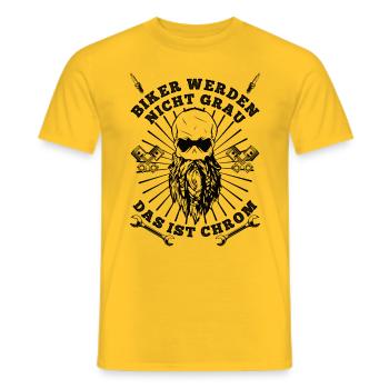 BIKER WERDEN NICHT GRAU DAS IST CHROM - Männer T-Shirt - Gelb - Vorne - AI Model Male 178 dark (178cm)