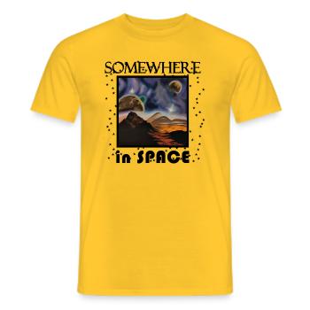 Somewhere in space a mysterious planet - Men's T-Shirt - yellow - Front - AI Model Male 178 dark (178cm)