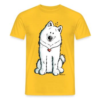 Samoyed with heart - Men's T-Shirt - yellow - Front - AI Model Male 178 dark (178cm)