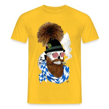 Bayern-Skull with hat, glasses and beard - Men's T-Shirt - yellow - Front - AI Model Male 178 dark (178cm)