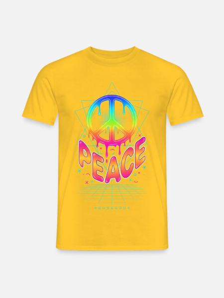 Psychedelisches Festival Peace Hippie Rave - Männer T-Shirt - Gelb