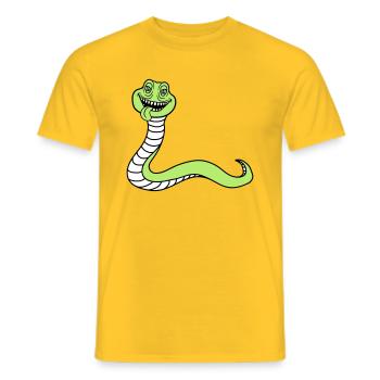 snake face head monster boese dangerous la - Men's T-Shirt - yellow - Front - AI Model Male 178 dark (178cm)