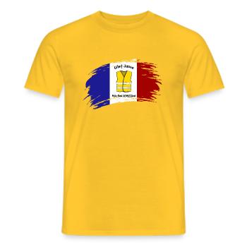 Yellow Vest --- MACRON DEMISSION - Men's T-Shirt - yellow - Front - AI Model Male 178 dark (178cm)