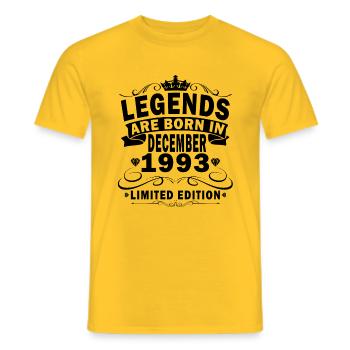 Décembre 1993 | Édition limitée - T-shirt homme - jaune - Devant - AI Model Male 178 dark (178cm)