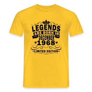 December 1968 Birthday Present December 1968 - Men's T-Shirt - yellow - Front - AI Model Male 178 dark (178cm)