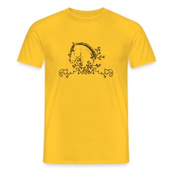 Horse head with heart - Men's T-Shirt - yellow - Front - AI Model Male 178 dark (178cm)