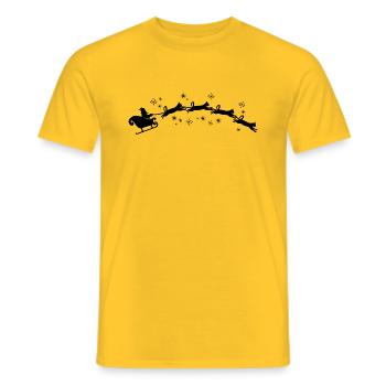 Santa's sleigh pulled by cats - Men's T-Shirt - yellow - Front - AI Model Male 178 dark (178cm)