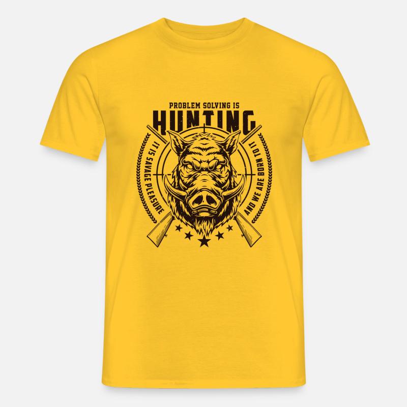 PROBLEM SOLVING IS HUNTING - T-shirt homme - jaune