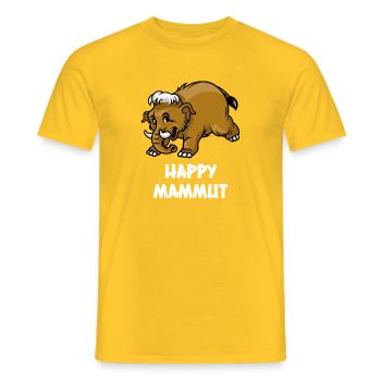 Glücklich Mammut Prähistorisch Geschenk - Männer T-Shirt - Gelb - Vorne - AI Model Male 178 dark (178cm)