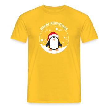 Merry Christmas Penguin in Snow Globe - Men's T-Shirt - yellow - Front - AI Model Male 178 dark (178cm)