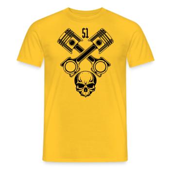 Logo du piston Skull S51 - T-shirt homme - jaune - Devant - AI Model Male 178 dark (178cm)