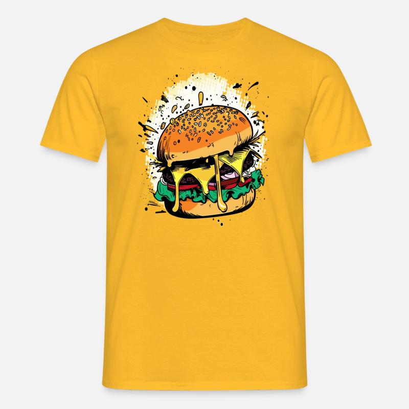 Cheeseburger Comic Burger - Männer T-Shirt - Gelb