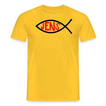 Jens Ichthys4m3 Names First names Christian - Men's T-Shirt - yellow - Front - AI Model Male 178 dark (178cm)
