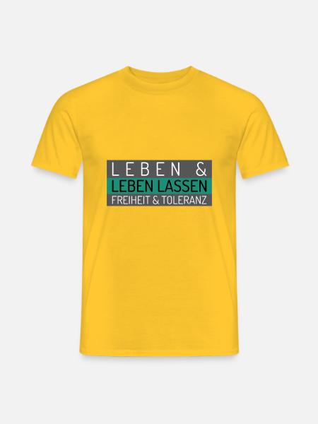Leben und leben lassen Freiheit und Toleranz - Männer T-Shirt - Gelb