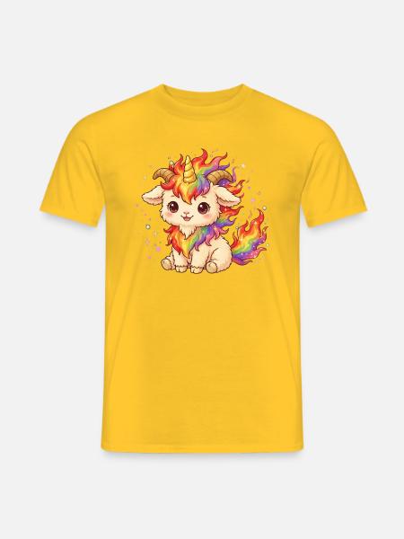 Unicorn Fire Goat Shirt Einhorn Feuer Ziege  - Männer T-Shirt - Gelb