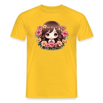 A chibi in bloom - Men's T-Shirt - yellow - Front - AI Model Male 178 dark (178cm)