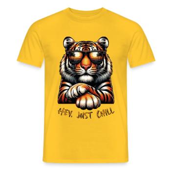 Tiger - Hey, just chill - Men's T-Shirt - yellow - Front - AI Model Male 178 dark (178cm)