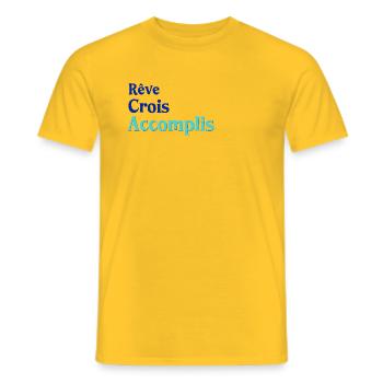 rêve crois accompli - T-shirt homme - jaune - Devant - AI Model Male 178 dark (178cm)