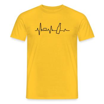 Heartbeat Beer Beer Lovers Beer Drinker Gift - Men's T-Shirt - yellow - Front - AI Model Male 178 dark (178cm)