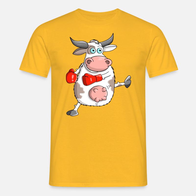 Witziger Comic Stier - Männer T-Shirt - Gelb