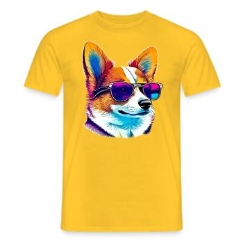 Chien corgi funky - T-shirt homme - jaune - Devant - AI Model Male 178 dark (178cm)