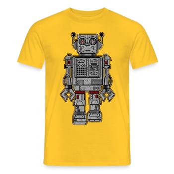 Retro Robot Toys - Men's T-Shirt - yellow - Front - AI Model Male 178 dark (178cm)