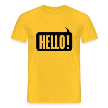 Hello! - Men's T-Shirt - yellow - Front - AI Model Male 178 dark (178cm)