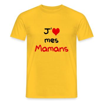 Aime_mes_mamans_1 - Men's T-Shirt - yellow - Front - AI Model Male 178 dark (178cm)