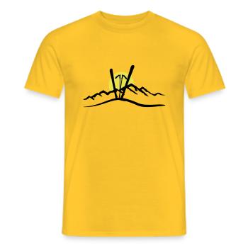 Skis, Mountains and Sun, skiing - Men's T-Shirt - yellow - Front - AI Model Male 178 dark (178cm)