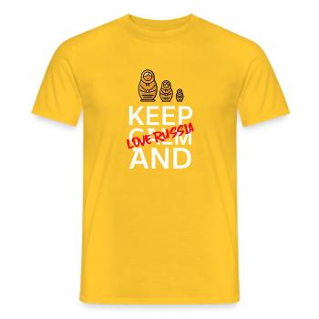 Restez calme et aimez la Russie - T-shirt homme - jaune - Devant - AI Model Male 178 dark (178cm)