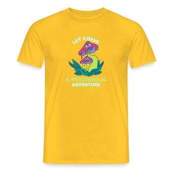 Champignons Mushroom Psychédelische Aventure Cadeau - T-shirt homme - jaune - Devant - AI Model Male 178 dark (178cm)