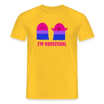 I Am Boosexual Bi Ghost Gift - Men's T-Shirt - yellow - Front - AI Model Male 178 dark (178cm)